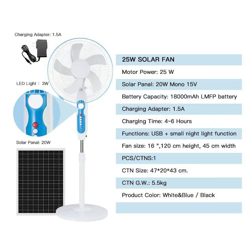 25W solar-powered fan